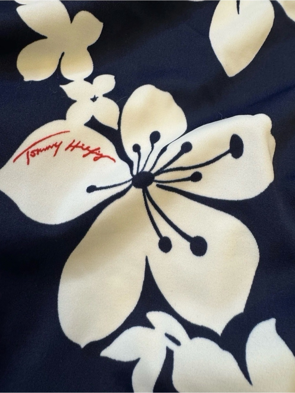 Vintage 90s Tommy Hilfiger Hibiscus 1 Piece Swimsuit Sz 12 Navy Floral High Cut - Picture 6 of 9